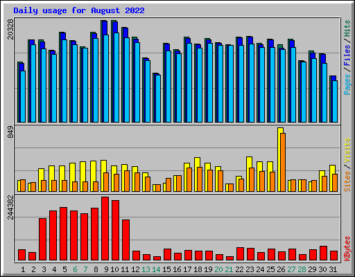 Daily usage for August 2022