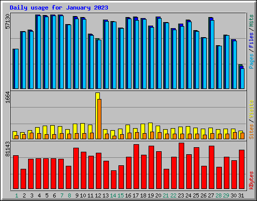 Daily usage for January 2023
